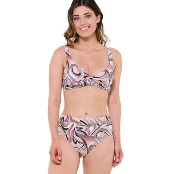 Bikini Twisted Knot Top -S and 
High Waist Bottom -M Multicolor Swirl - Picture 1 of 11